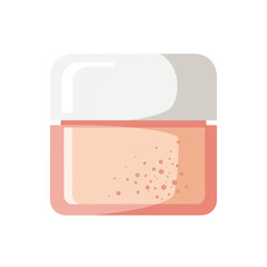 Cosmetic Jar Illustration with Pink and White Tones, Dotted Texture