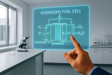 Hydrogen fuel cell energy technology science chemistry molecule atom proton electron reaction electrode membrane power electricity renewable sustainable clean alternative