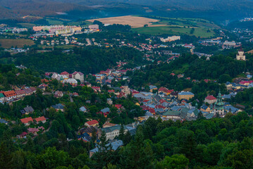 Obraz premium Sunset panorama of Banska Stiavnica in Slovakia