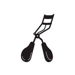 Simple Black Eyelash Curler Depicted in Minimalist Silhouette Style