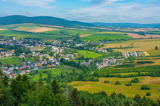 Panorama view of countryside in Bardejov district in Slovakia