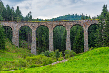 Fototapeta premium Chmarossky viaduct bridge in Slovakia during a cloudy day