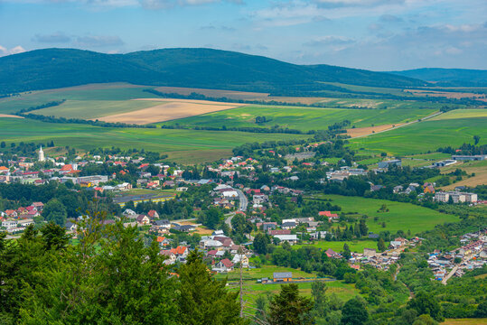Panorama view of countryside in Bardejov district in Slovakia
