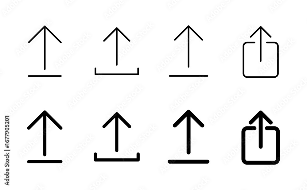 Poster upload icon set. load data symbol