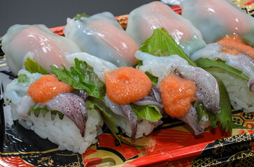 食べたくなるヤリイカ明太寿司