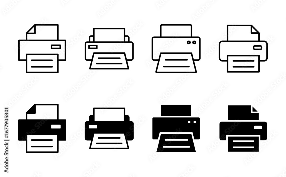 Poster print icon set. printer icon vector.