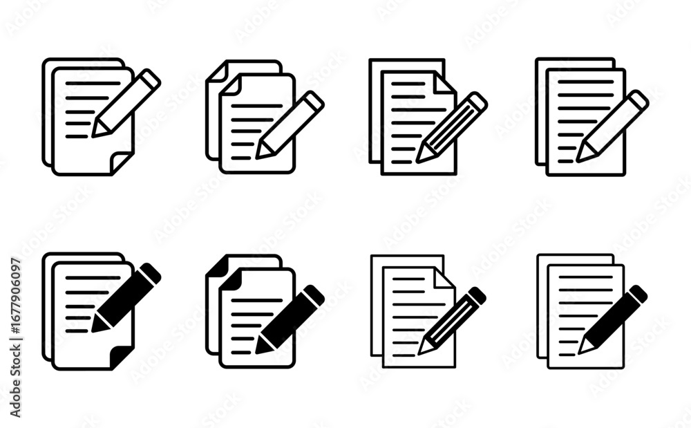 Poster note icon set. notepad icon vector. edit file. write icon