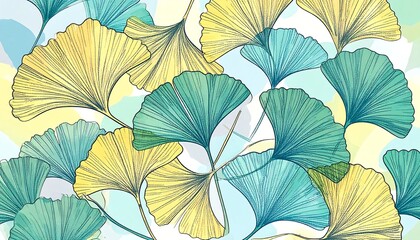 Abstract pattern of colorful Ginkgo leaves