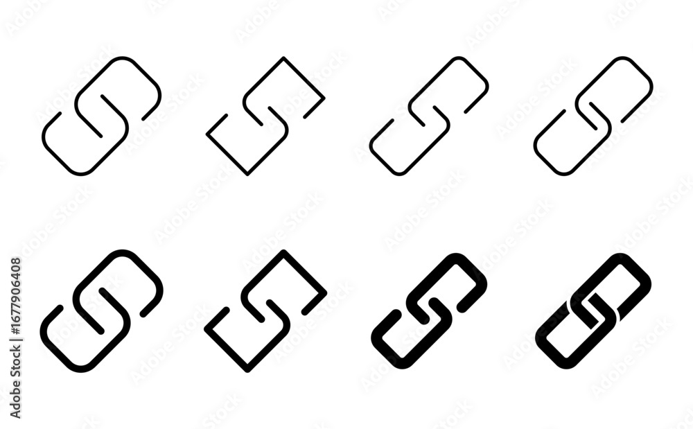 Poster Link icon set. Hyperlink chain symbol.