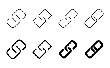 Link icon set. Hyperlink chain symbol.