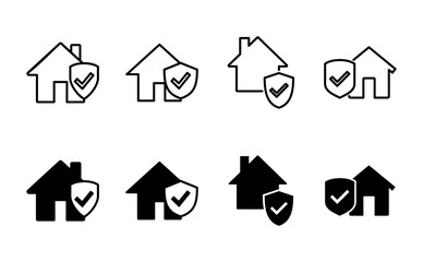 Fototapeta premium House insurance icon set. house protection icon.