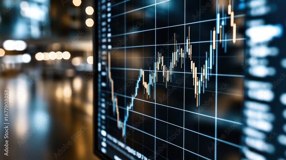 Aufkleber steady growth line chart displaying financial data with blurred background