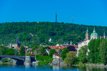 Obraz premium Manes bridge and petrin hill in Prague, Czech republic