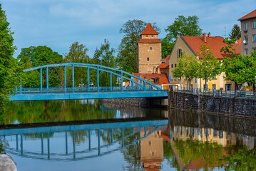 Fototapeta premium Riverside of Malse passing through Ceske Budejovice, Czech repub