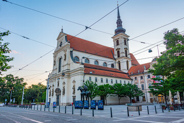 Obraz premium Sunrise view of Church of St. Thomas in Brno, Czech republic