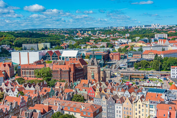 Naklejka premium Panorama of Gdansk with Katownia building, Poland