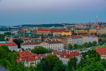 Night view of Prague from Opysi viewpoint, Czech republic