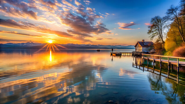 Sunrise at lake starnberg