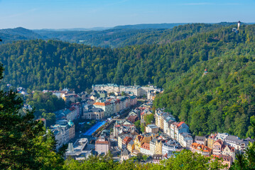 Fototapeta premium Panorama view of Karovy Vary in Czech republic