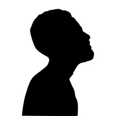 Silhouette Profile of Boy Looking Up – Male Side View Vector Illustration