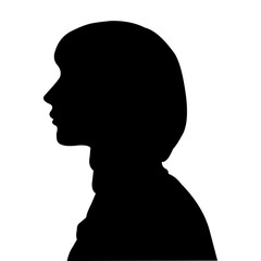 Silhouette Profile of Woman with Short Bob Hair – Female Side View Vector Illustration