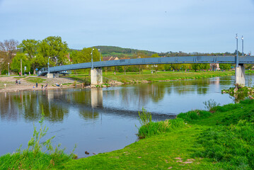 Obraz premium Berounka river passing through Beroun town in the Czech republic