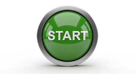 Green start button showing beginning of a process