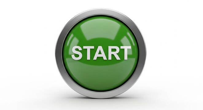 Green start button showing beginning of a process