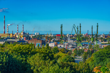 Obraz premium Panorama view of port of Gdansk, Poland