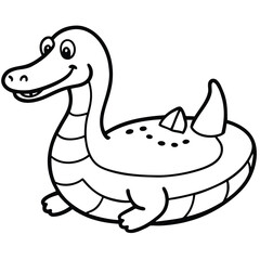 Fototapeta premium Outline Drawing of a Cartoon Loch Ness Monster with Spikes nessie creature