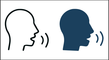 Speaking Head Profile Icons for Voice Communication, Speech Recognition, and Smart Tech Interfaces