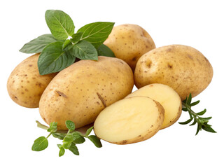 potatoes with leaves isolated, cut-out 