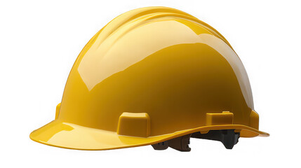 Fototapeta premium A bright yellow hard hat with a glossy finish on a transparent background.