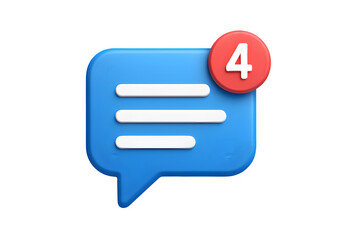 A blue message bubble with a red notification badge indicating unread messages. Perfect for social media and app design. 