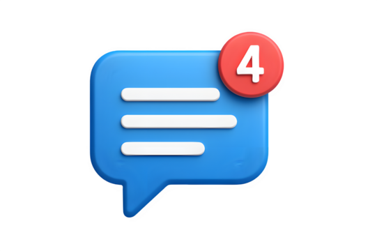 A blue message bubble with a red notification badge indicating unread messages. Perfect for social media and app design. 