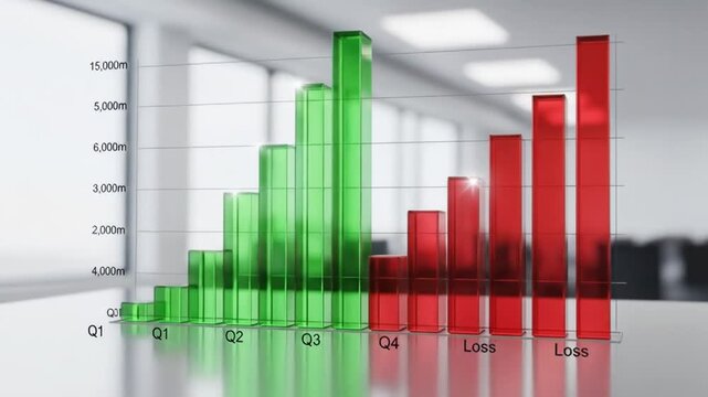 Colorful bar graph depicting quarterly profits and losses