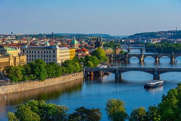 Fototapeta premium Vltava river viewed from Letna in Prague, Czech republic