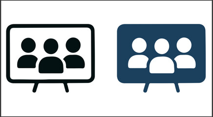Virtual Meeting Screen Icons for Remote Work, Online Collaboration, and Video Conference UI Designs