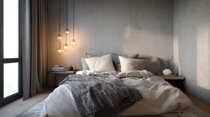 Modern bedroom sunrise minimalist design apartment interior