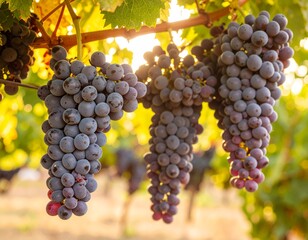 Fototapeta premium Vineyard Branch with Purple Grapes – Harvest Season