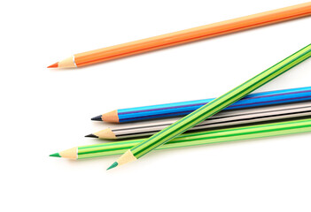 Group of colorful pencils on white background