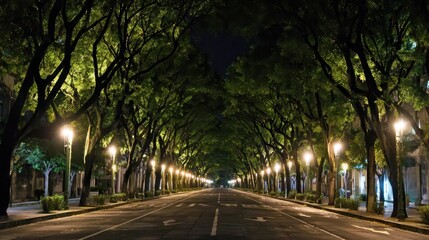 Night Street, Tree-lined Avenue, Cityscape, Tranquil Scene, Urban Exploration