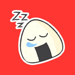 Cute Sleeping Onigiri Character Vector Illustration