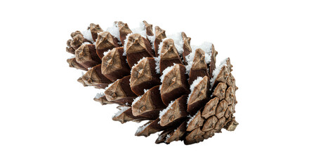 Winter Pinecone Covered in Fresh Snow with a Black Background