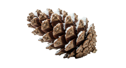 Winter Pinecone Covered in Fresh Snow with a Black Background