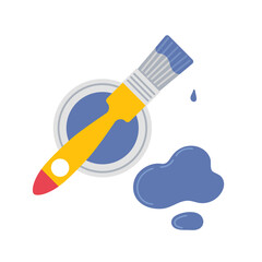 Creative painting tools display vibrant colors and textures in artistic workspace