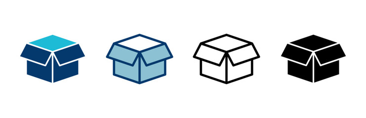 Box icon vector isolated on white background. Cardboard box, packaging open. Box vector icon