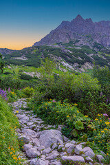 Hiking trail towards Rysy peak at High Tatras national park in S