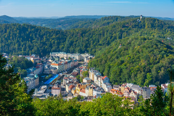 Fototapeta premium Panorama view of Karovy Vary in Czech republic