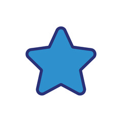 Obraz premium Vector illustration of a bright blue fivepointed star with a dark blue outline